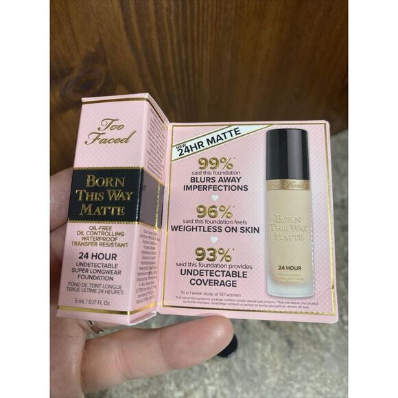 TOO FACED Born This Way Matte Foundation SNOW Mini Travel .17 oz 5mL - Picture 5 of 5